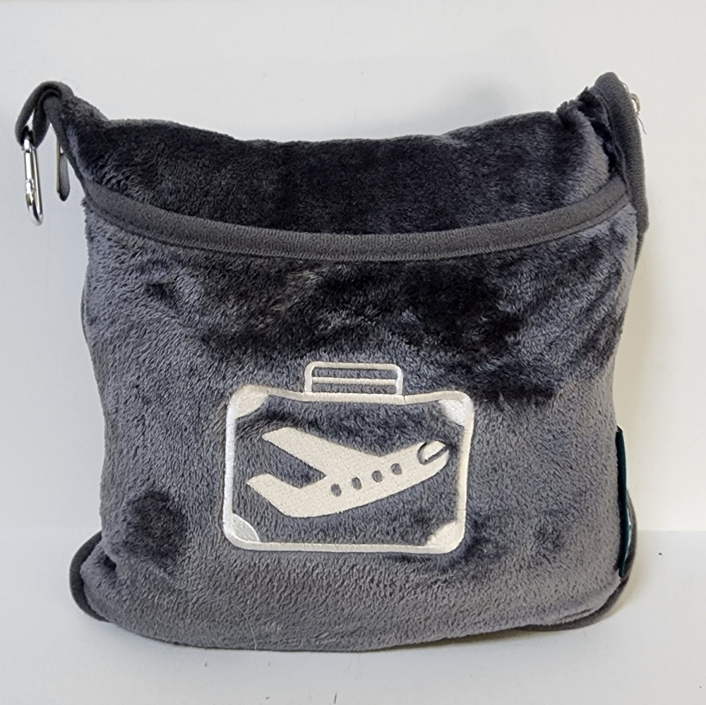 Gray Plush Travel Blanket / Travel Pillow Convertable Soft Fuzzy Vacation NWT